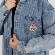 LSU TIGERS STYLES THE LIMIT MICRO-RHINESTONE DENIM OVERSHIRT