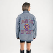 LSU TIGERS STYLES THE LIMIT MICRO-RHINESTONE DENIM OVERSHIRT
