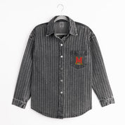 MARYLAND TERRAPINS STYLES THE LIMIT MICRO-RHINESTONE DENIM OVERSHIRT IN BLACK
