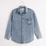 MIAMI DOLPHINS STYLES THE LIMIT MICRO-RHINESTONE DENIM OVERSHIRT