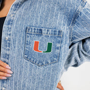 MIAMI HURRICANES STYLES THE LIMIT MICRO-RHINESTONE DENIM OVERSHIRT