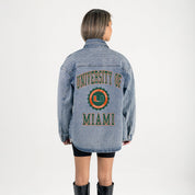 MIAMI HURRICANES STYLES THE LIMIT MICRO-RHINESTONE DENIM OVERSHIRT