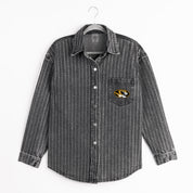 MISSOURI TIGERS STYLES THE LIMIT MICRO-RHINESTONE DENIM OVERSHIRT IN BLACK