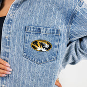 MISSOURI TIGERS STYLES THE LIMIT MICRO-RHINESTONE DENIM OVERSHIRT