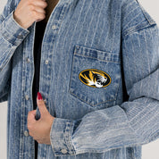 MISSOURI TIGERS STYLES THE LIMIT MICRO-RHINESTONE DENIM OVERSHIRT