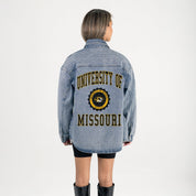 MISSOURI TIGERS STYLES THE LIMIT MICRO-RHINESTONE DENIM OVERSHIRT