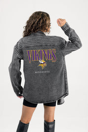 MINNESOTA VIKINGS END ZONE ENERGY MICRO-RHINESTONE OVERSHIRT BY RANDI MAHOMES