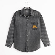 MINNESOTA GOLDEN GOPHERS STYLES THE LIMIT MICRO-RHINESTONE DENIM OVERSHIRT IN BLACK