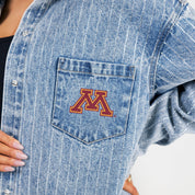 MINNESOTA GOLDEN GOPHERS STYLES THE LIMIT MICRO-RHINESTONE DENIM OVERSHIRT