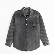 MONTANA GRIZZLIES STYLES THE LIMIT MICRO-RHINESTONE DENIM OVERSHIRT IN BLACK