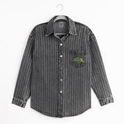 NORTH DAKOTA STATE BISON STYLES THE LIMIT MICRO-RHINESTONE DENIM OVERSHIRT IN BLACK