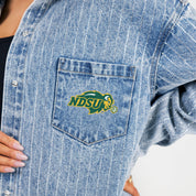 NORTH DAKOTA STATE BISON STYLES THE LIMIT MICRO-RHINESTONE DENIM OVERSHIRT