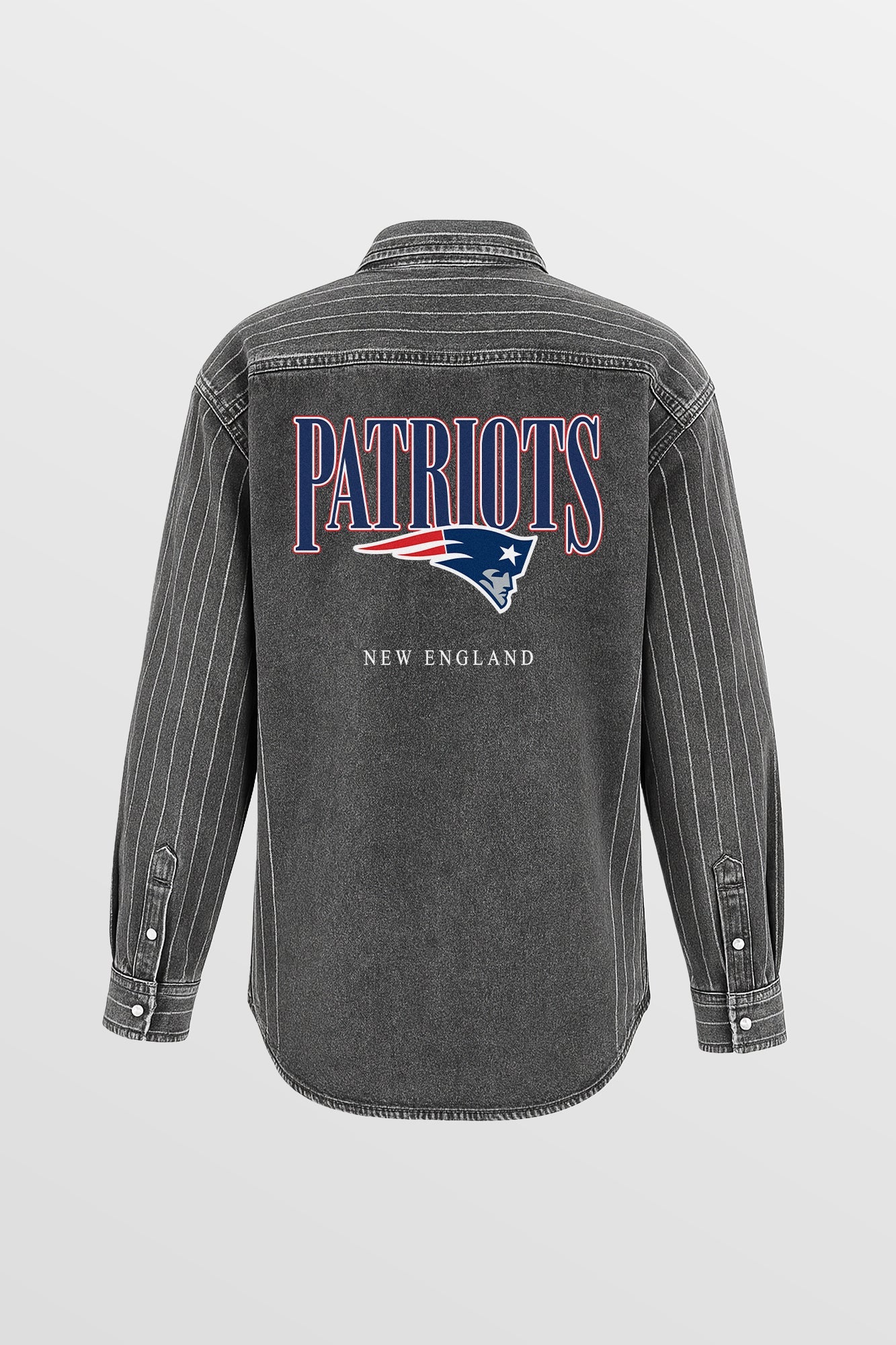 NEW ENGLAND PATRIOTS END ZONE ENERGY MICRO-RHINESTONE OVERSHIRT BY RANDI MAHOMES