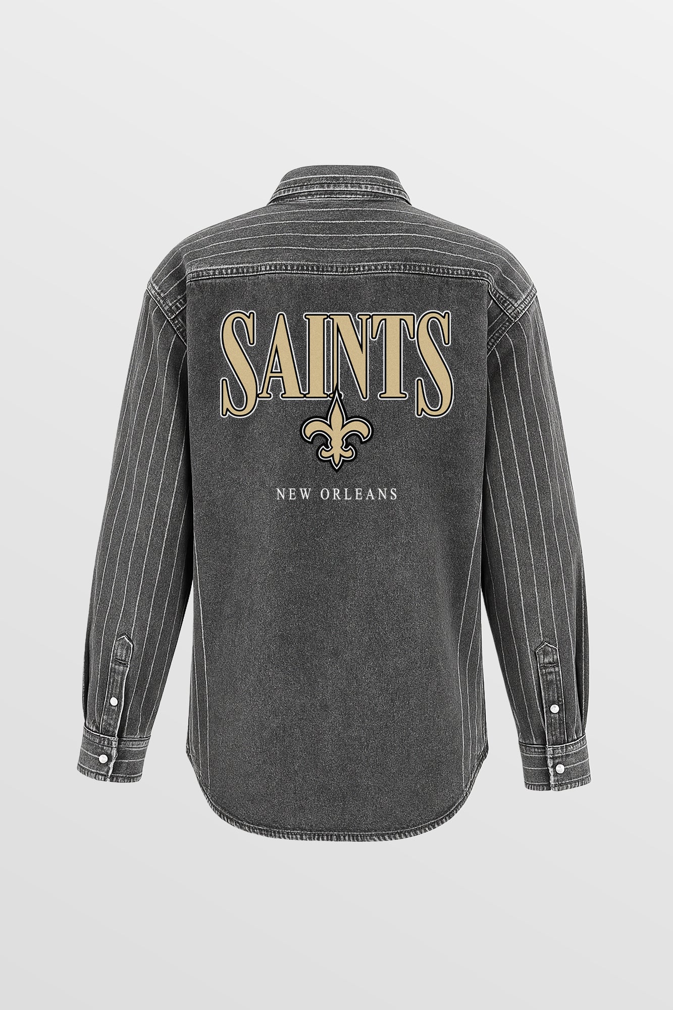 NEW ORLEANS SAINTS END ZONE ENERGY MICRO-RHINESTONE OVERSHIRT BY RANDI MAHOMES