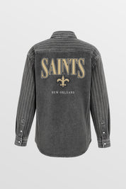 NEW ORLEANS SAINTS END ZONE ENERGY MICRO-RHINESTONE OVERSHIRT BY RANDI MAHOMES