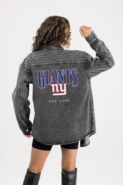 NEW YORK GIANTS END ZONE ENERGY MICRO-RHINESTONE OVERSHIRT BY RANDI MAHOMES