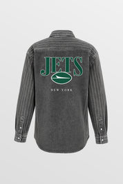 NEW YORK JETS END ZONE ENERGY MICRO-RHINESTONE OVERSHIRT BY RANDI MAHOMES
