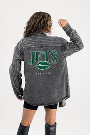 NEW YORK JETS END ZONE ENERGY MICRO-RHINESTONE OVERSHIRT BY RANDI MAHOMES