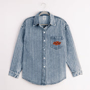 OKLAHOMA STATE COWBOYS STYLES THE LIMIT MICRO-RHINESTONE DENIM OVERSHIRT