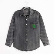 OREGON DUCKS STYLES THE LIMIT MICRO-RHINESTONE DENIM OVERSHIRT IN BLACK