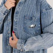 PHILADELPHIA EAGLES STYLES THE LIMIT MICRO-RHINESTONE DENIM OVERSHIRT