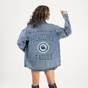 PHILADELPHIA EAGLES STYLES THE LIMIT MICRO-RHINESTONE DENIM OVERSHIRT