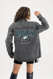 PHILADELPHIA EAGLES END ZONE ENERGY MICRO-RHINESTONE OVERSHIRT BY RANDI MAHOMES