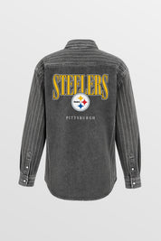 PITTSBURGH STEELERS END ZONE ENERGY MICRO-RHINESTONE OVERSHIRT BY RANDI MAHOMES