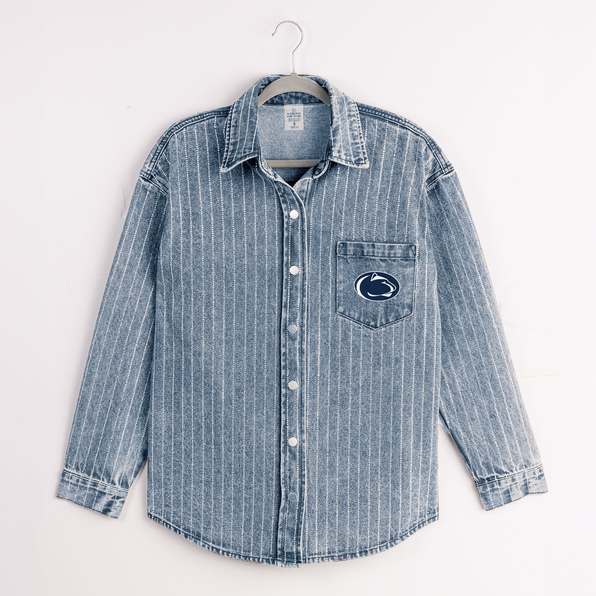PENN STATE NITTANY LIONS STYLES THE LIMIT MICRO-RHINESTONE DENIM OVERSHIRT