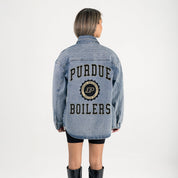 PURDUE BOILERMAKERS STYLES THE LIMIT MICRO-RHINESTONE DENIM OVERSHIRT