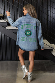 SOUTH FLORIDA BULLS STYLES THE LIMIT MICRO-RHINESTONE DENIM OVERSHIRT