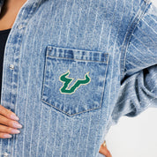 SOUTH FLORIDA BULLS STYLES THE LIMIT MICRO-RHINESTONE DENIM OVERSHIRT
