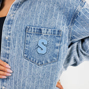 SPELMAN COLLEGE JAGUARS STYLES THE LIMIT MICRO-RHINESTONE DENIM OVERSHIRT