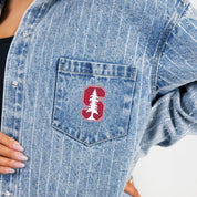 STANFORD CARDINAL STYLES THE LIMIT MICRO-RHINESTONE DENIM OVERSHIRT