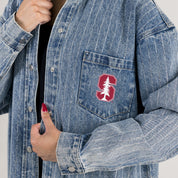 STANFORD CARDINAL STYLES THE LIMIT MICRO-RHINESTONE DENIM OVERSHIRT