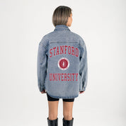 STANFORD CARDINAL STYLES THE LIMIT MICRO-RHINESTONE DENIM OVERSHIRT