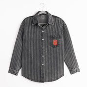 SYRACUSE ORANGE STYLES THE LIMIT MICRO-RHINESTONE DENIM OVERSHIRT IN BLACK