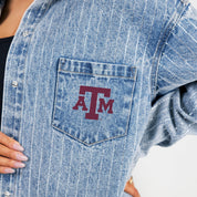 TEXAS A&M AGGIES STYLES THE LIMIT MICRO-RHINESTONE DENIM OVERSHIRT