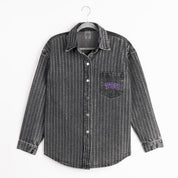TCU HORNED FROGS STYLES THE LIMIT MICRO-RHINESTONE DENIM OVERSHIRT IN BLACK