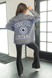 TENNESSEE TITANS STYLES THE LIMIT MICRO-RHINESTONE DENIM OVERSHIRT