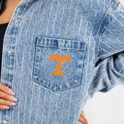 TENNESSEE VOLUNTEERS STYLES THE LIMIT MICRO-RHINESTONE DENIM OVERSHIRT