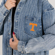 TENNESSEE VOLUNTEERS STYLES THE LIMIT MICRO-RHINESTONE DENIM OVERSHIRT