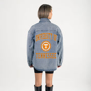 TENNESSEE VOLUNTEERS STYLES THE LIMIT MICRO-RHINESTONE DENIM OVERSHIRT