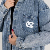 NORTH CAROLINA TAR HEELS STYLES THE LIMIT MICRO-RHINESTONE DENIM OVERSHIRT