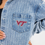 VIRGINIA TECH HOKIES STYLES THE LIMIT MICRO-RHINESTONE DENIM OVERSHIRT