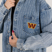 WASHINGTON COMMANDERS STYLES THE LIMIT MICRO-RHINESTONE DENIM OVERSHIRT