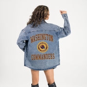 WASHINGTON COMMANDERS STYLES THE LIMIT MICRO-RHINESTONE DENIM OVERSHIRT