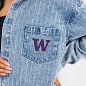 WASHINGTON HUSKIES STYLES THE LIMIT MICRO-RHINESTONE DENIM OVERSHIRT