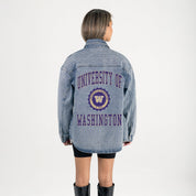 WASHINGTON HUSKIES STYLES THE LIMIT MICRO-RHINESTONE DENIM OVERSHIRT
