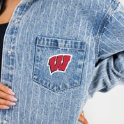 WISCONSIN BADGERS STYLES THE LIMIT MICRO-RHINESTONE DENIM OVERSHIRT